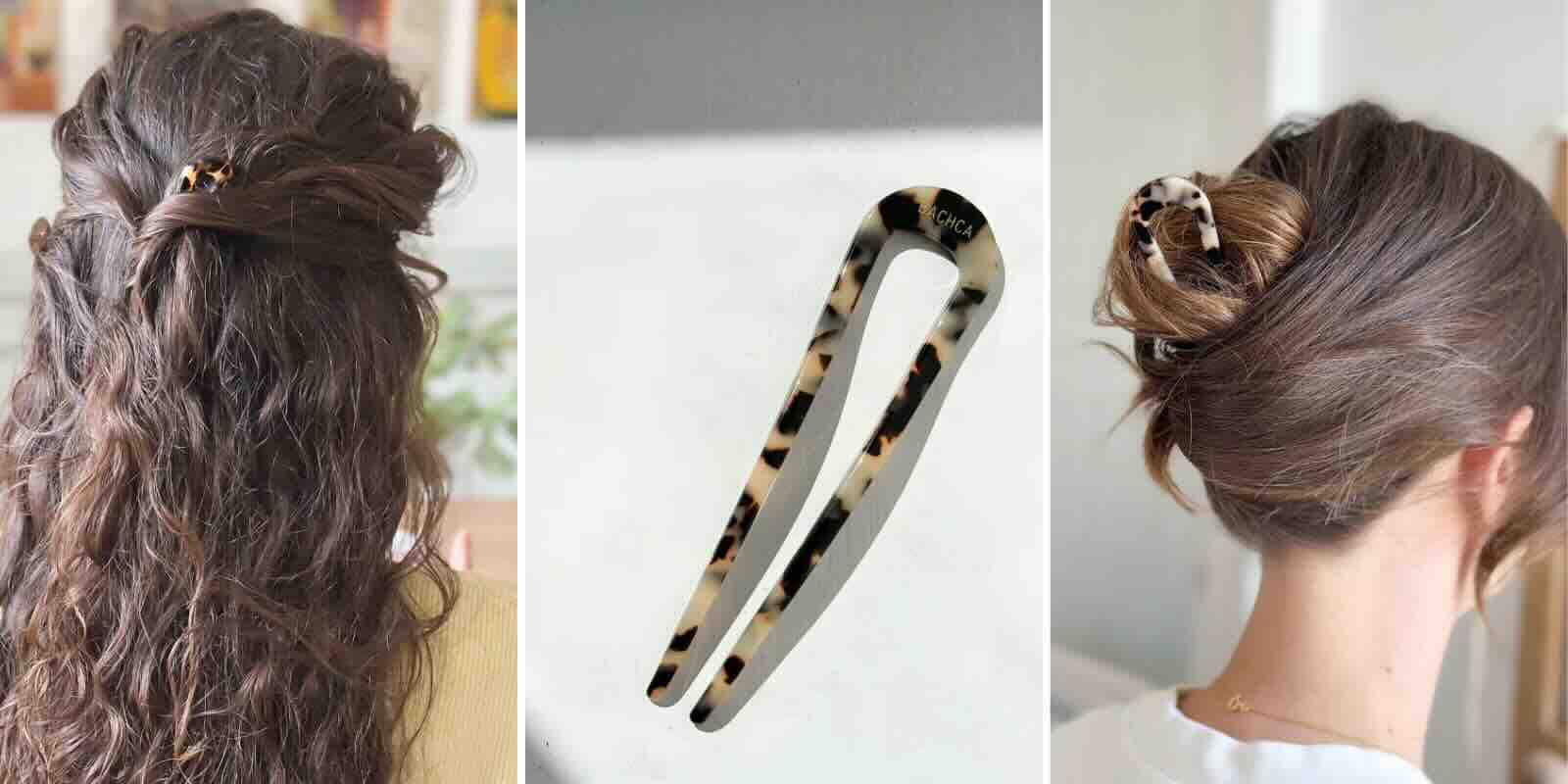 Tortoiseshell French Hair Pin BACHCA Paris, chic and minimalist hair accessory French style